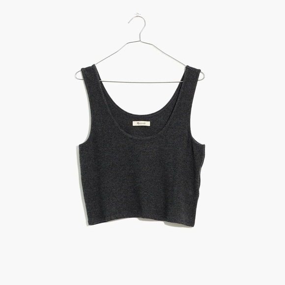 MADEWELL Brushed Ribbed Tank Crop Top In True Black - Picture 4 of 6